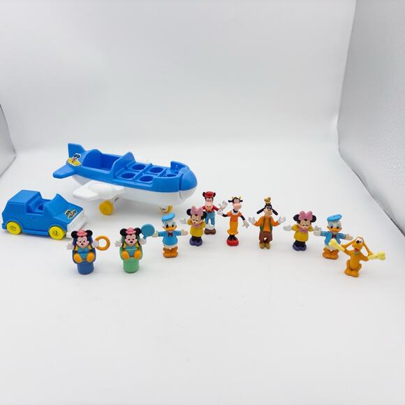 VTG 1987 Arco Disney Mickey’s Airport Airplane With Lot Of 10 Figures + Car - Picture 1 of 15